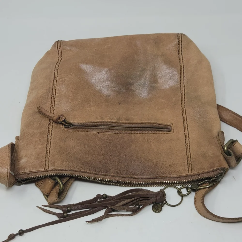 THE SAK Women's Ashland Leather Crossbody Bag Purse Tobacco Floral Emboss Boho‎